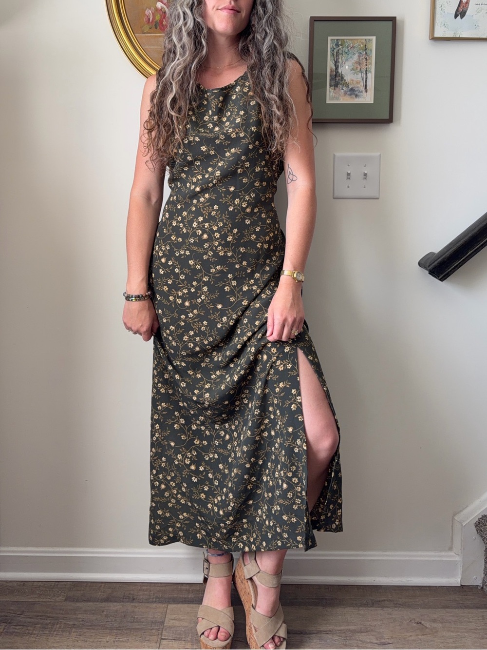 Norton McNaughton Green Floral Midi Dress